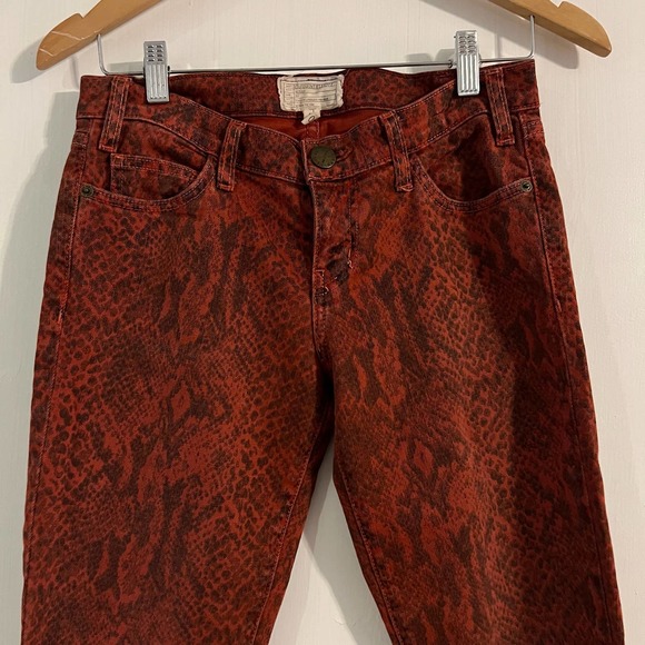 Current/Elliott Ankle Skinny Red Paprika Python Snake Animal Print Jeans, 26 - Picture 3 of 6